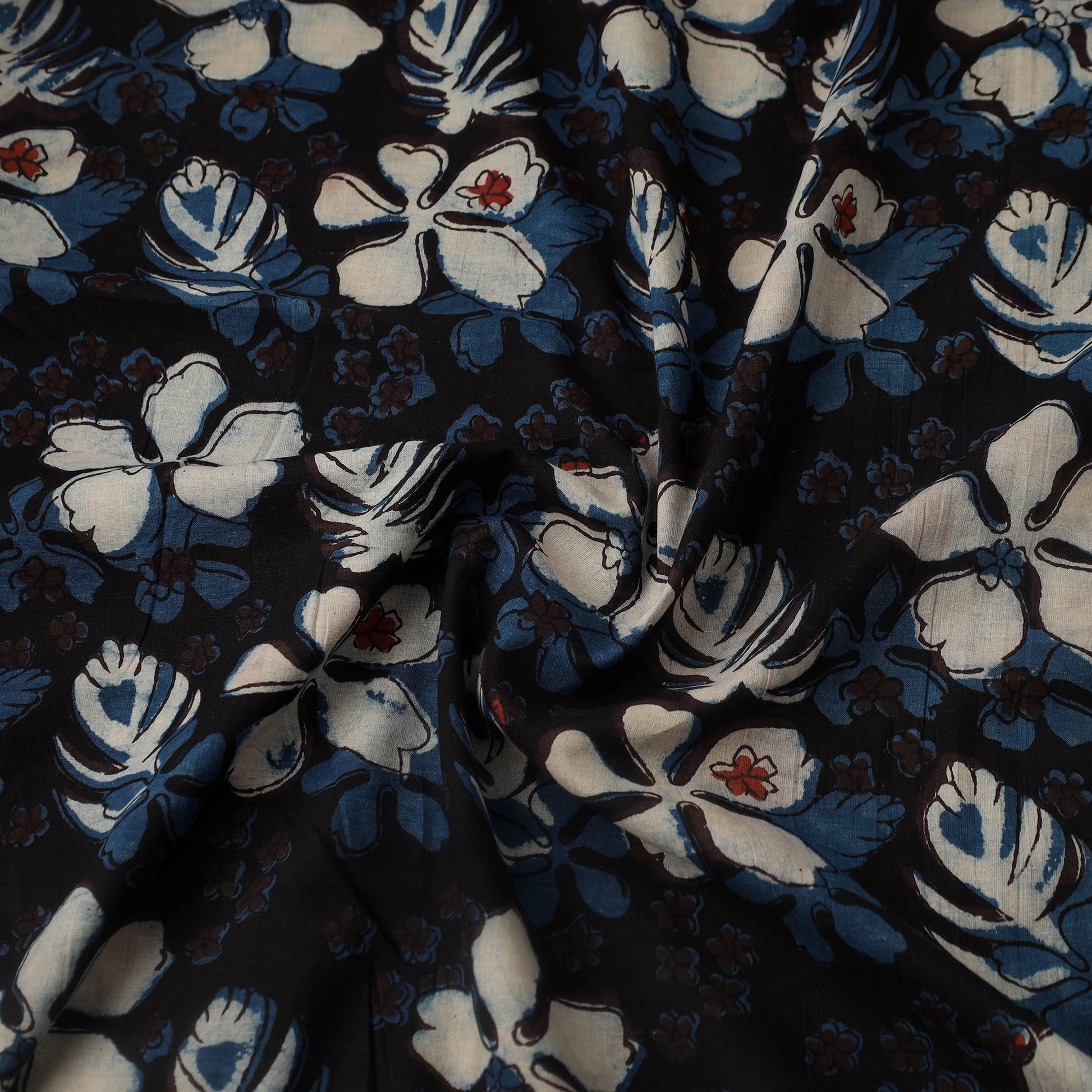 Black - Block Print Cotton Jahota Fabric 37