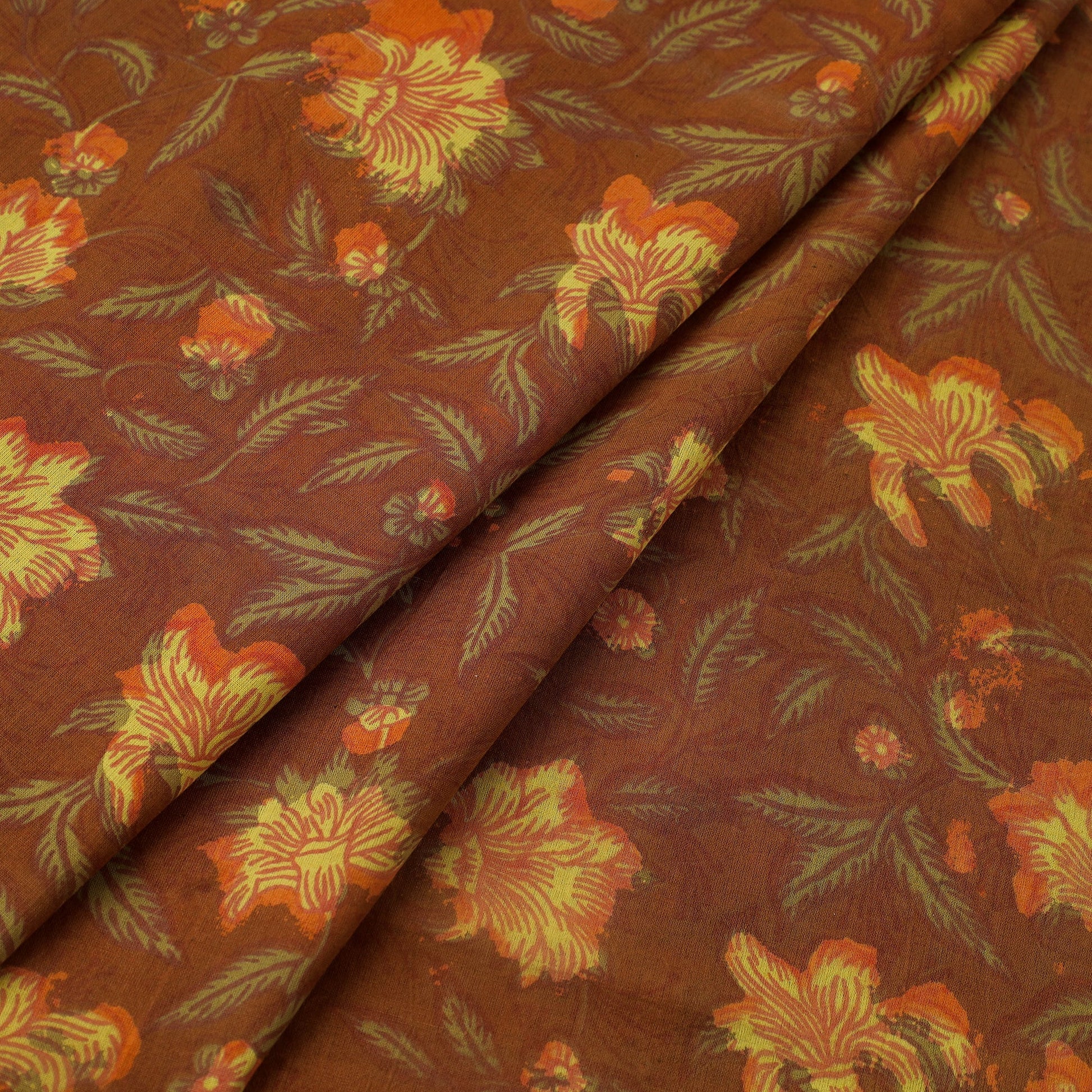Brown - Block Print Cotton Jahota Fabric 39