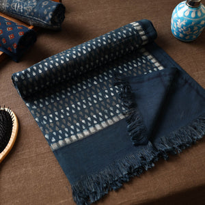 Blue - Akola Block Printed Pure Handloom Cotton Towel