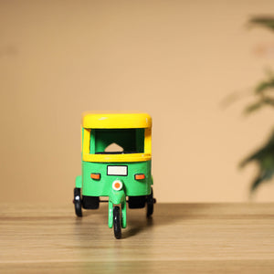 Auto Rickshaw - Handpainted Wooden Toy / Home Decor Item