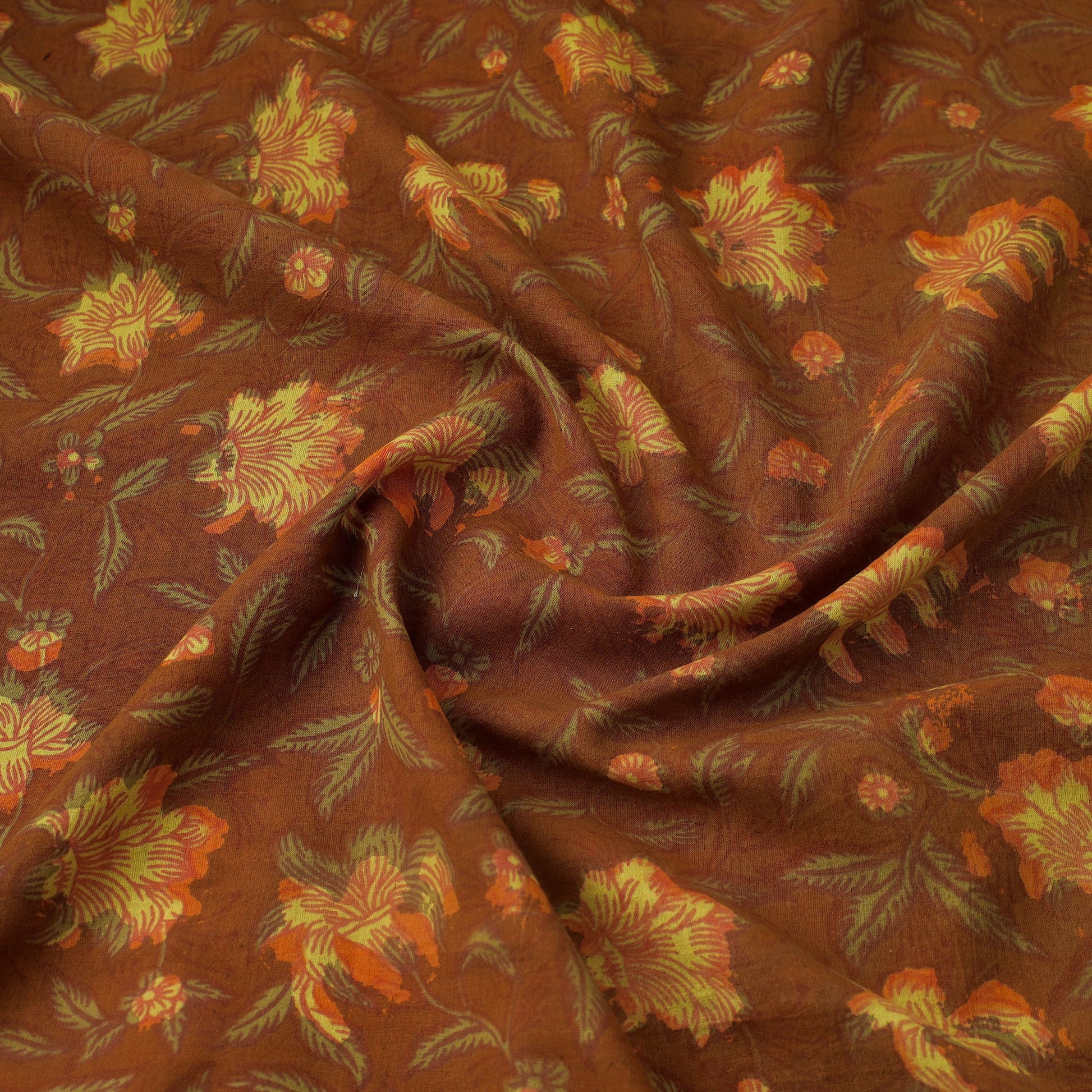 Brown - Block Print Cotton Jahota Fabric 39