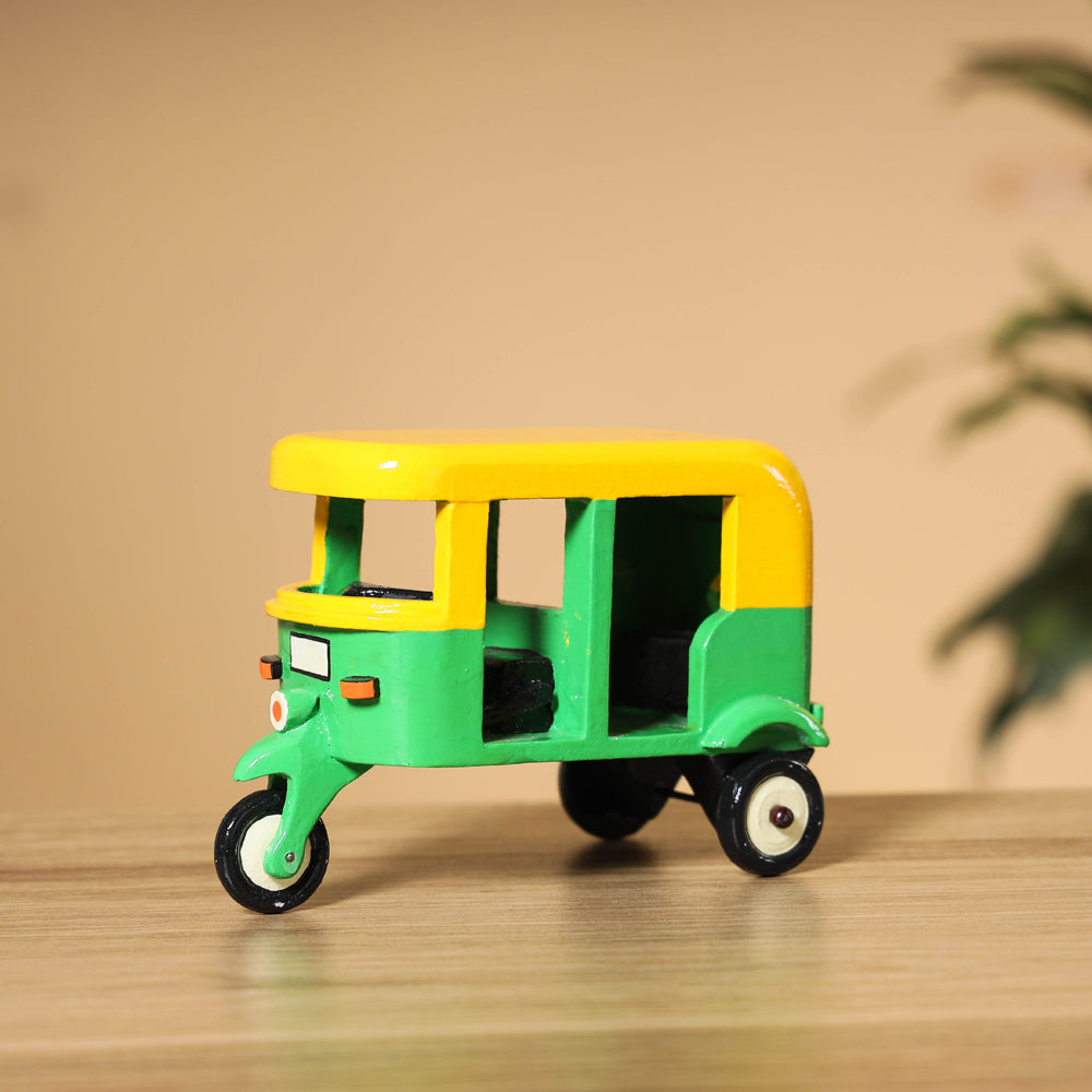 Auto Rickshaw - Handpainted Wooden Toy / Home Decor Item