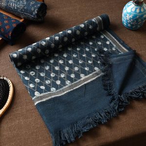 Blue - Akola Block Printed Pure Handloom Cotton Towel
