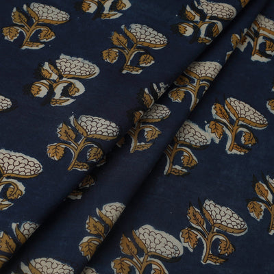 Blue - Block Print Cotton Jahota Fabric 40