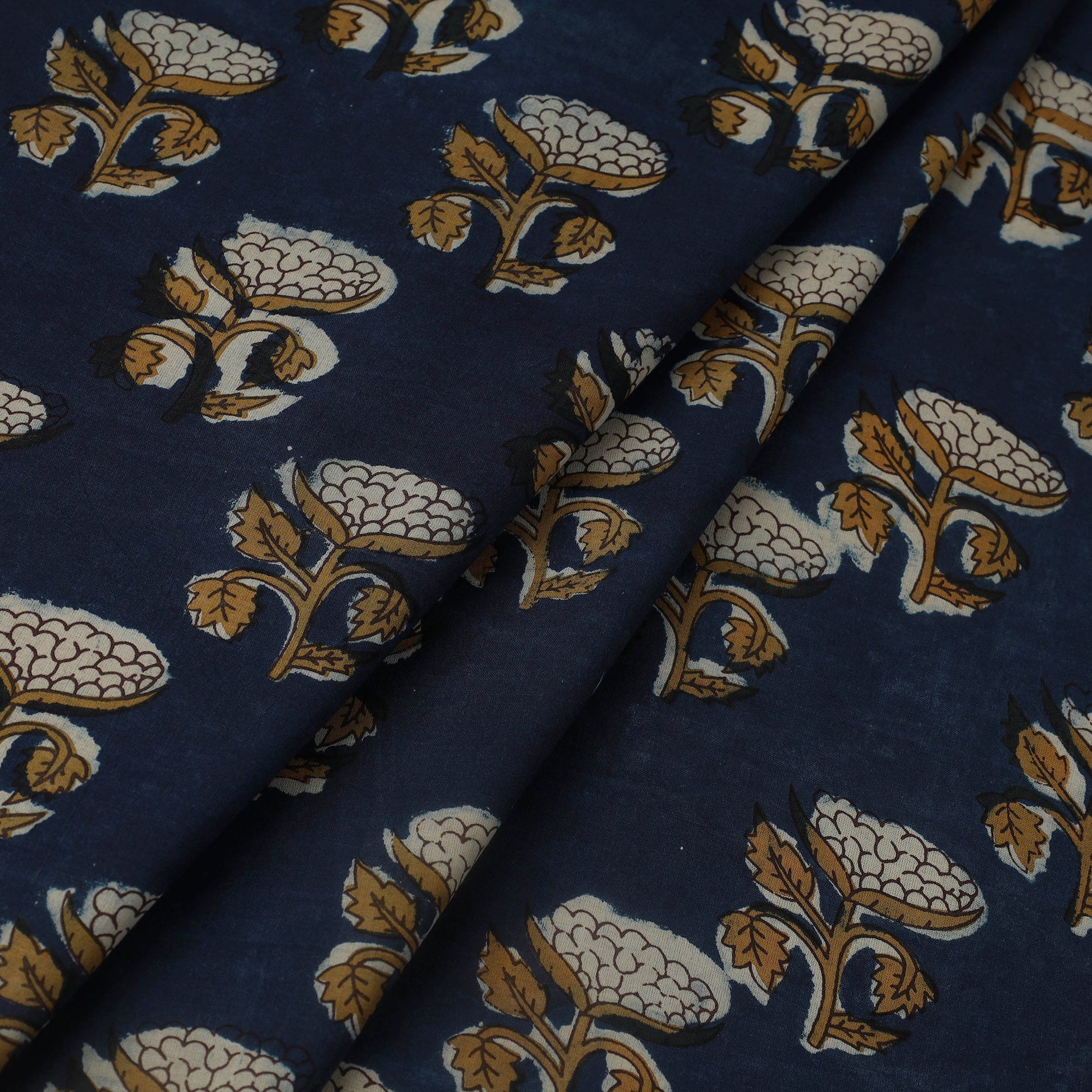 Blue - Block Print Cotton Jahota Fabric 40