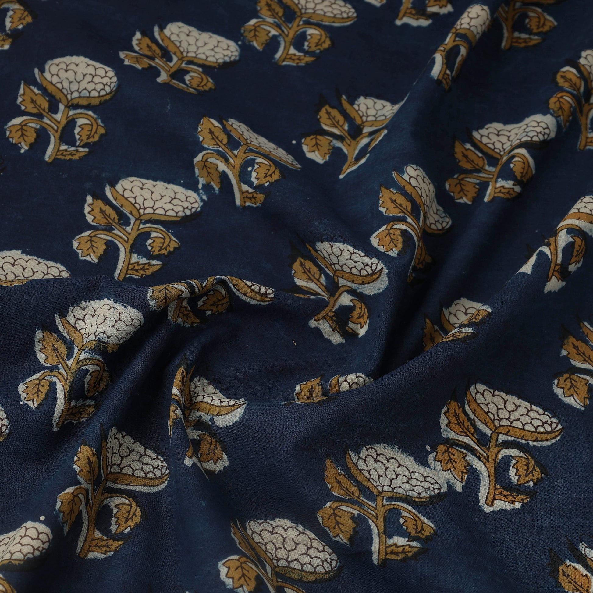 Blue - Block Print Cotton Jahota Fabric 40