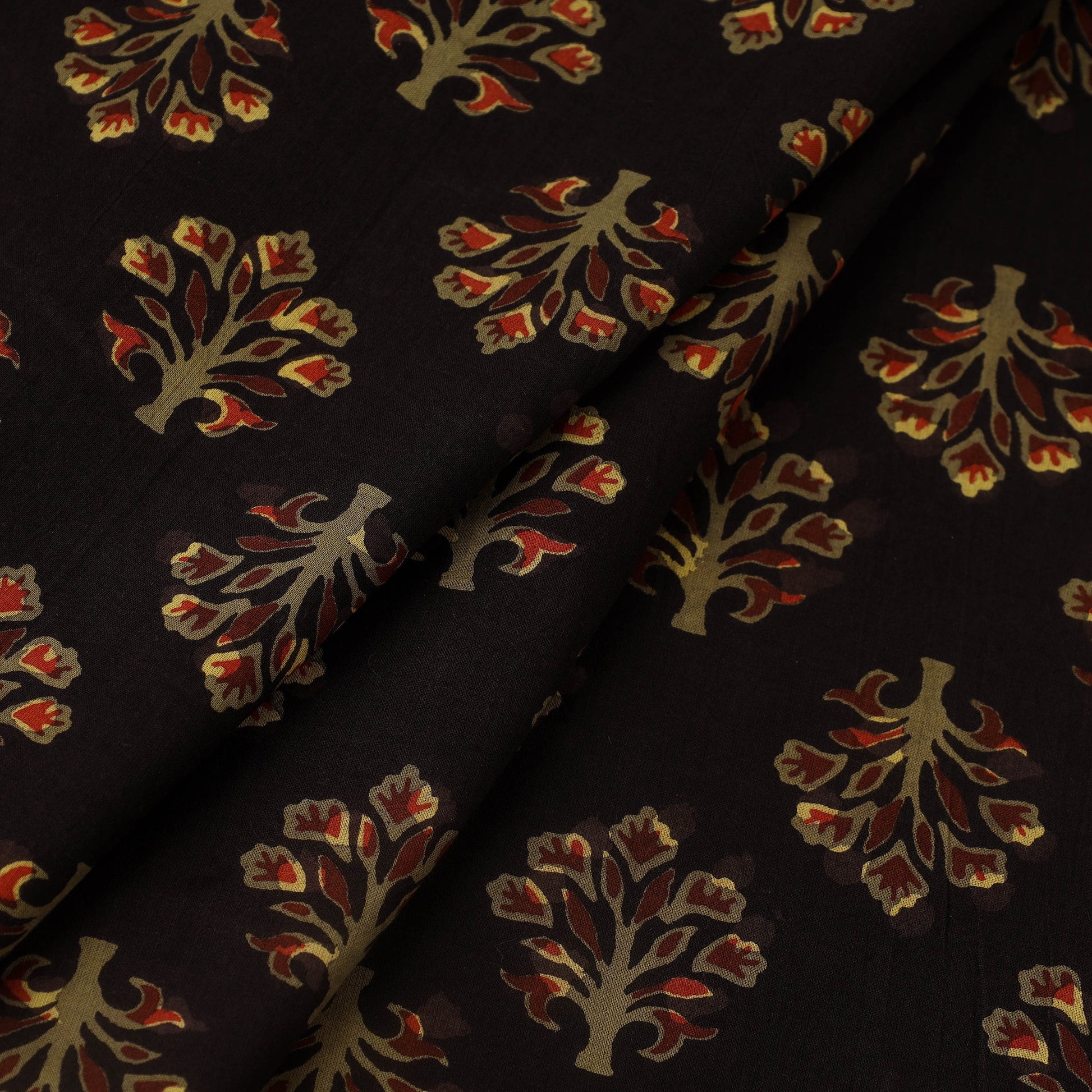 Brown - Block Print Cotton Jahota Fabric 41