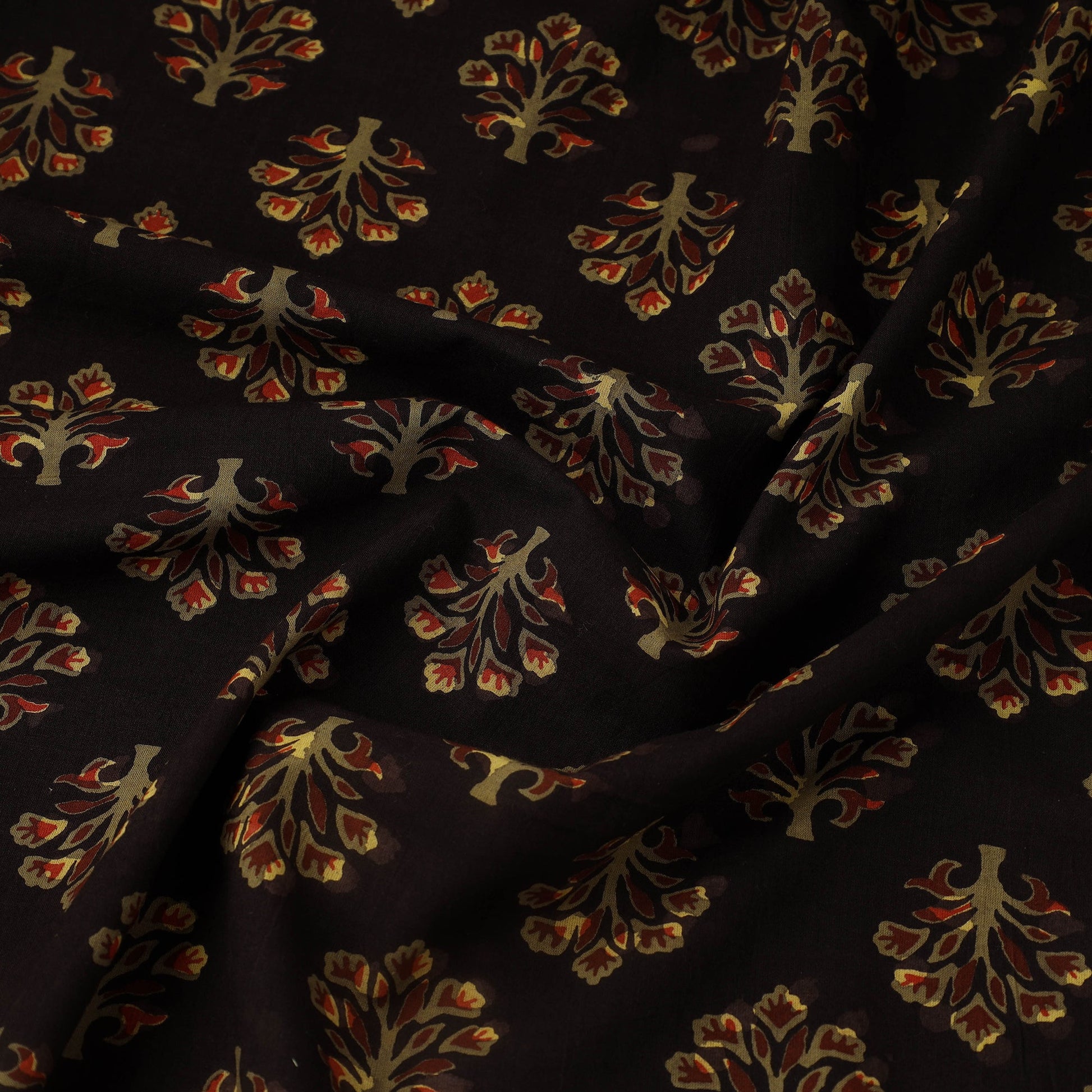 Brown - Block Print Cotton Jahota Fabric 41