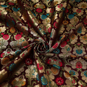 Brown - Kimkhab Silk Zari Banarasi Brocade Fabric 02