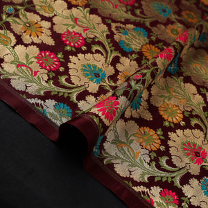 Brown - Kimkhab Silk Zari Banarasi Brocade Fabric 02
