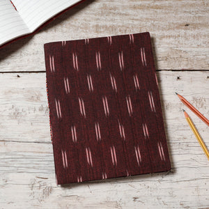 Brown - Ikat Fabric Cover Handmade Paper Notebook (9 x 7 in)