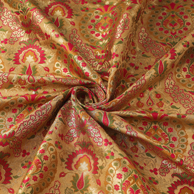 Beige - Kimkhab Silk Zari Banarasi Brocade Fabric 07