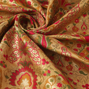 Beige - Kimkhab Silk Zari Banarasi Brocade Fabric 07