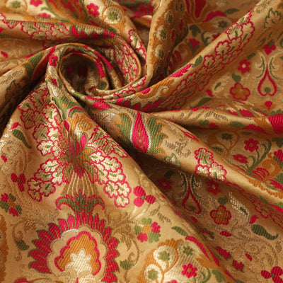 Beige - Kimkhab Silk Zari Banarasi Brocade Fabric 07