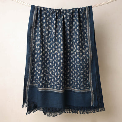 Blue - Akola Block Printed Pure Handloom Cotton Towel
