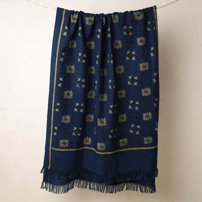 Blue - Akola Block Printed Pure Handloom Cotton Towel