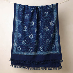 Blue - Akola Block Printed Pure Handloom Cotton Towel