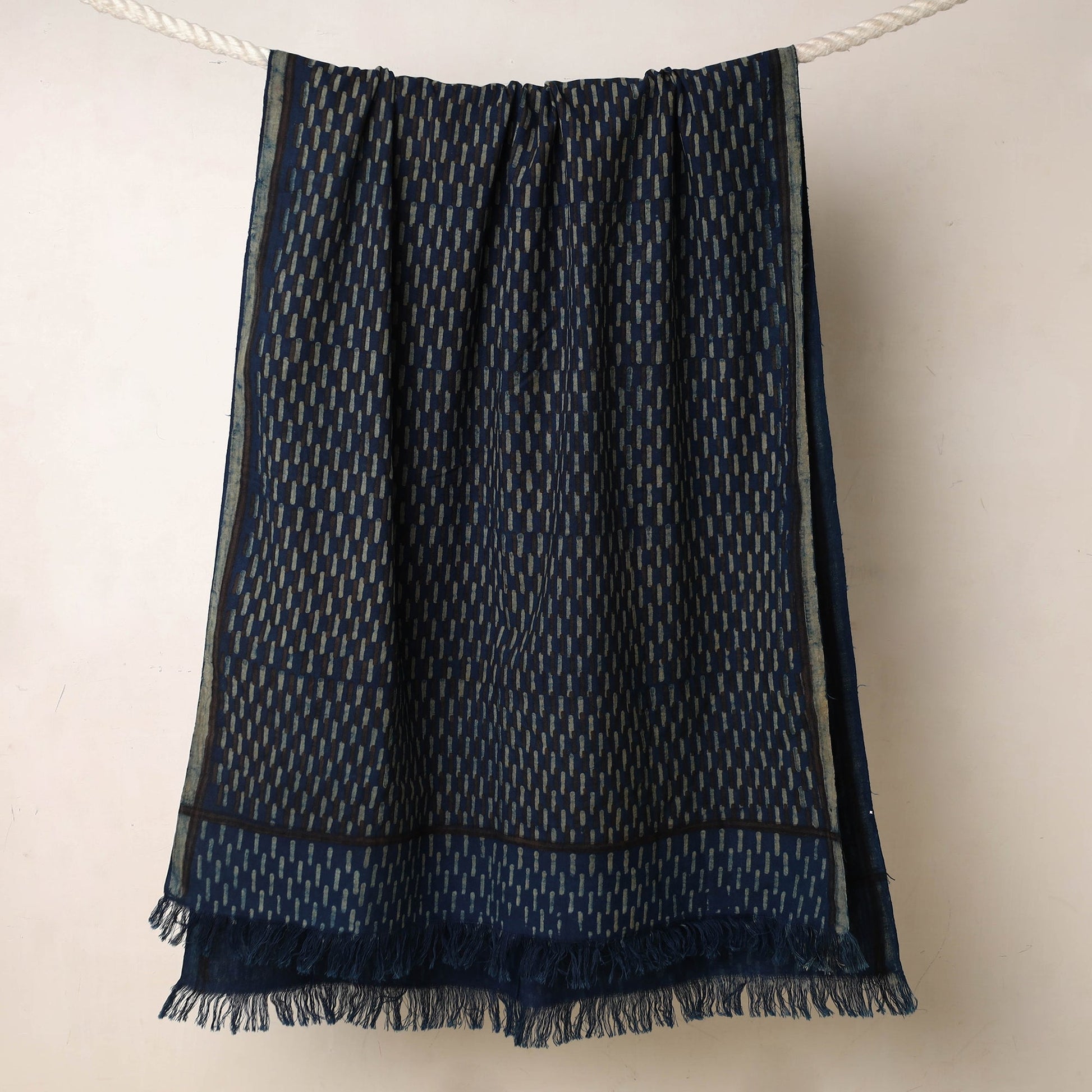 Blue - Akola Block Printed Pure Handloom Cotton Towel