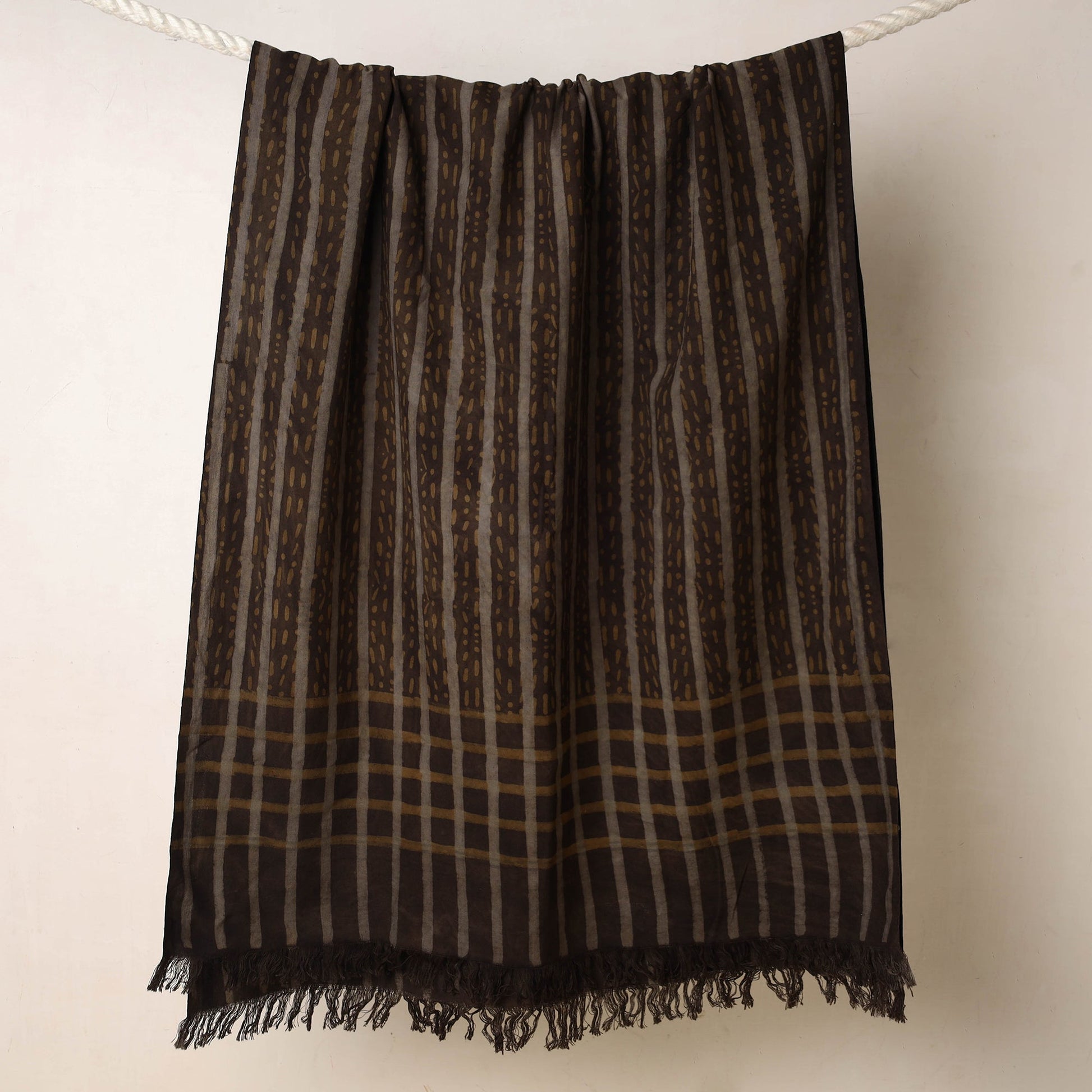 Brown - Akola Block Printed Pure Handloom Cotton Towel