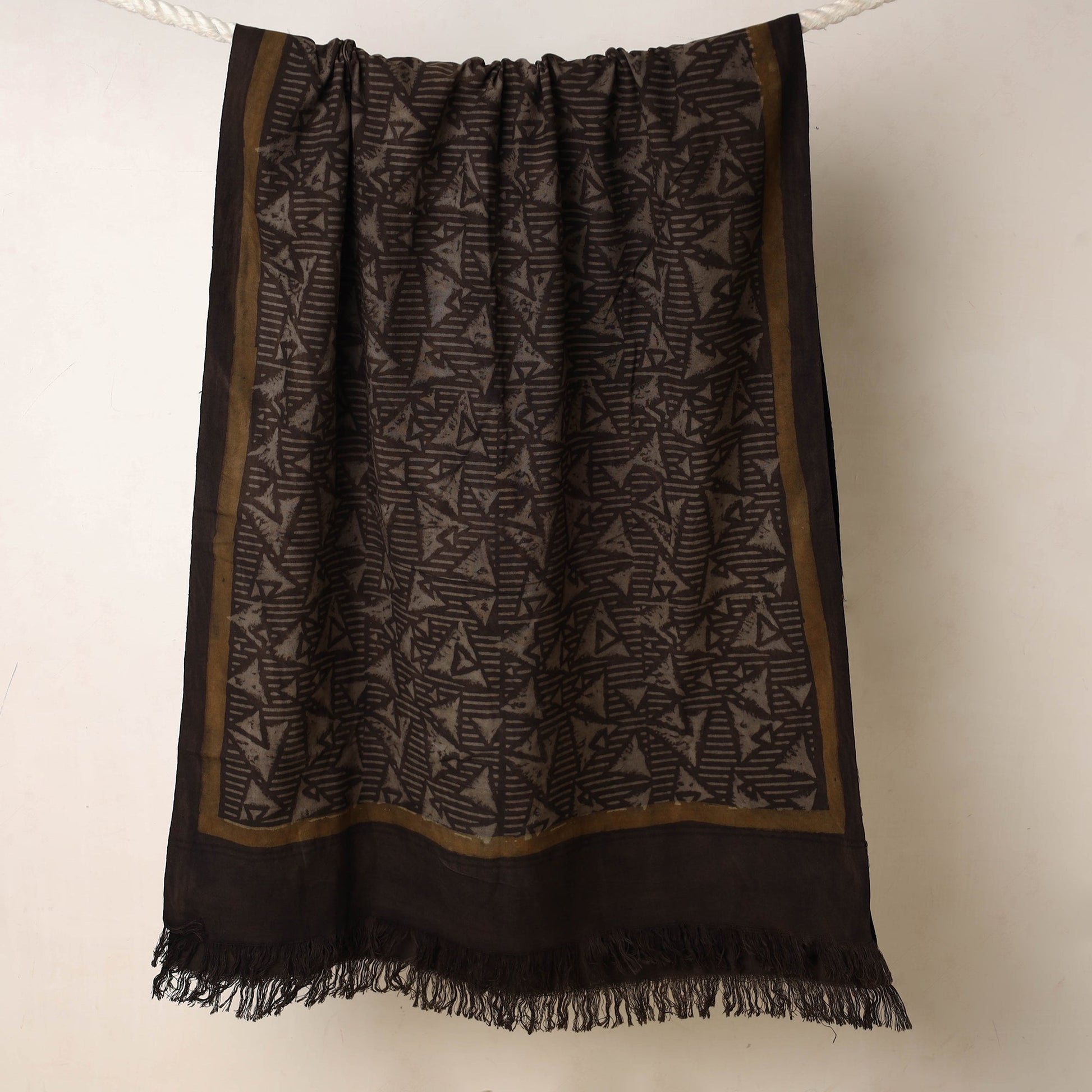 Brown - Akola Block Printed Pure Handloom Cotton Towel