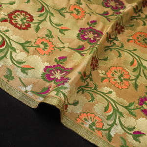 Beige - Kimkhab Silk Zari Banarasi Brocade Fabric 12