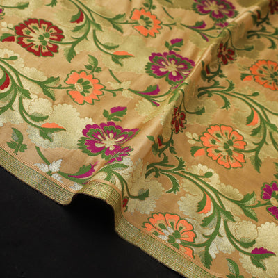Beige - Kimkhab Silk Zari Banarasi Brocade Fabric 12