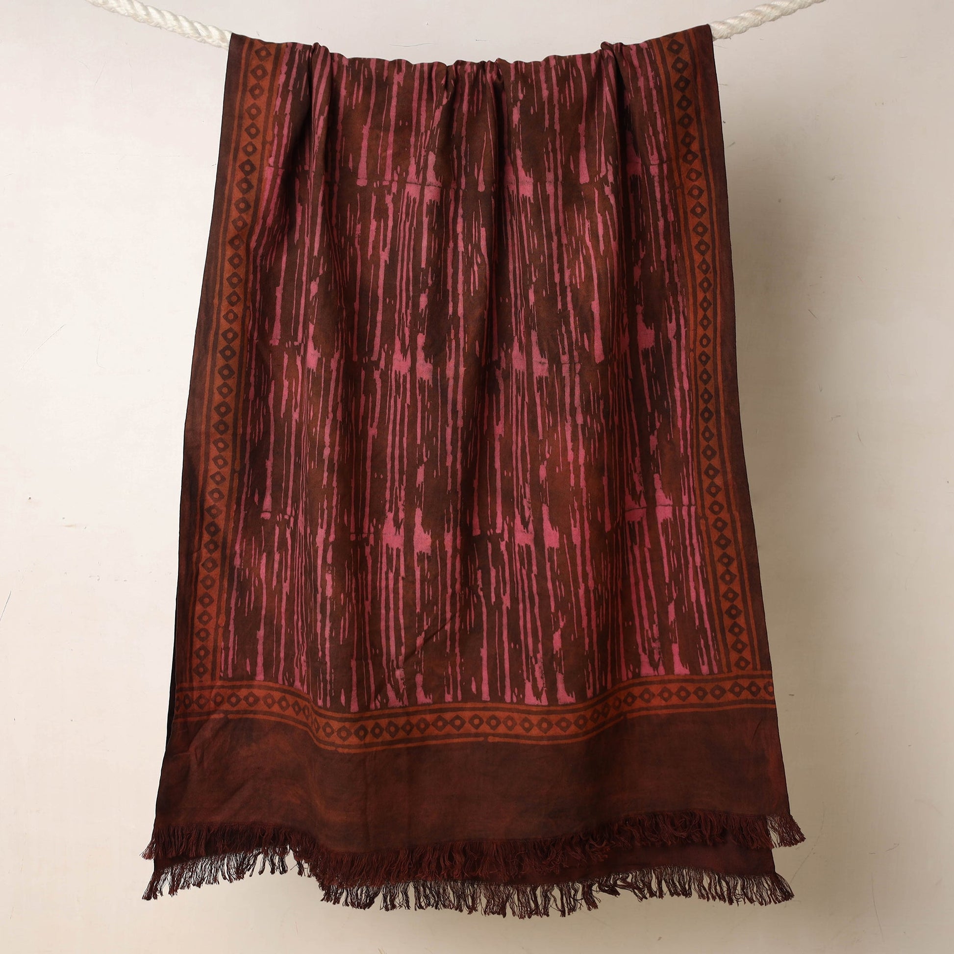 Brown - Akola Block Printed Pure Handloom Cotton Towel