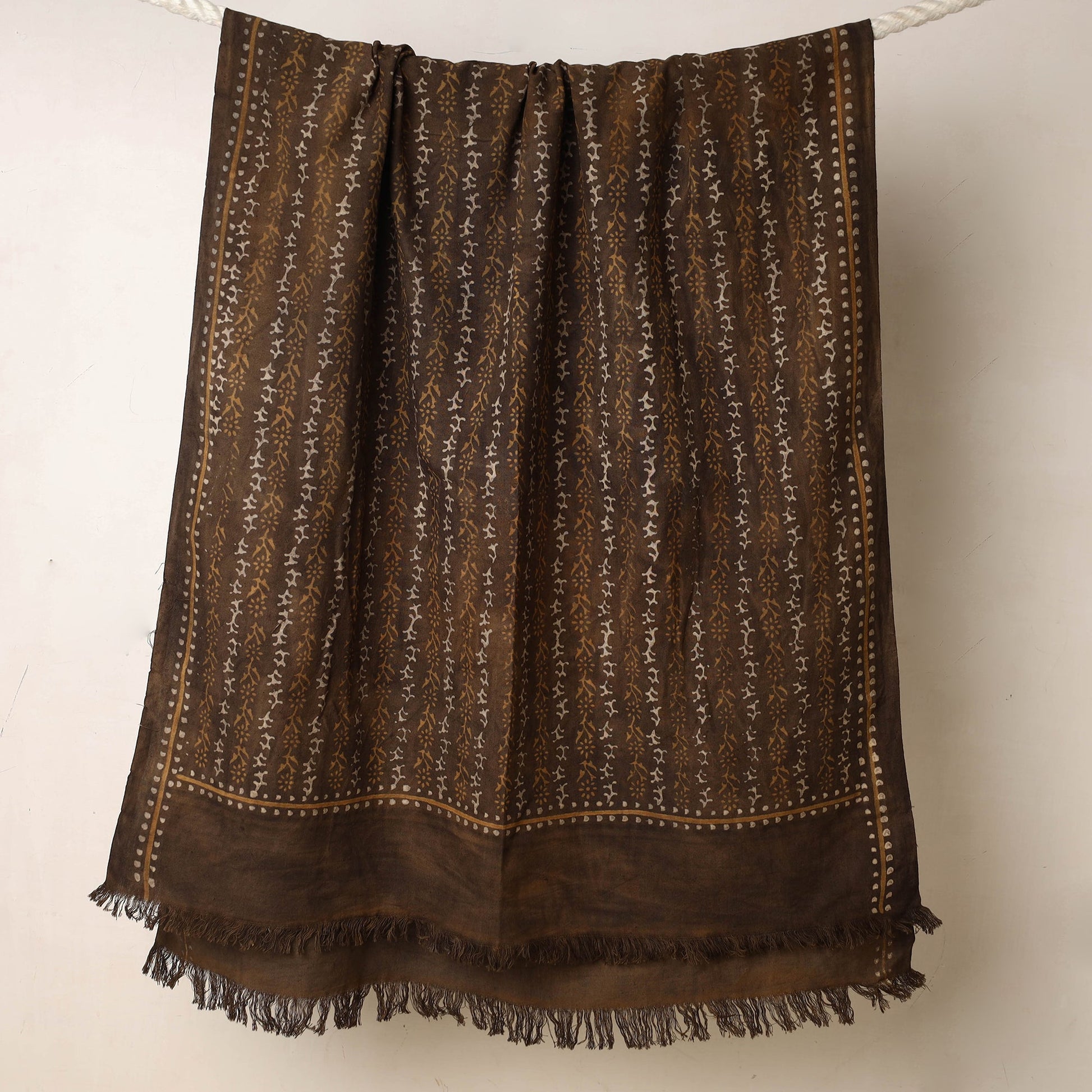 Brown - Akola Block Printed Pure Handloom Cotton Towel