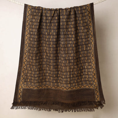 Brown - Akola Block Printed Pure Handloom Cotton Towel