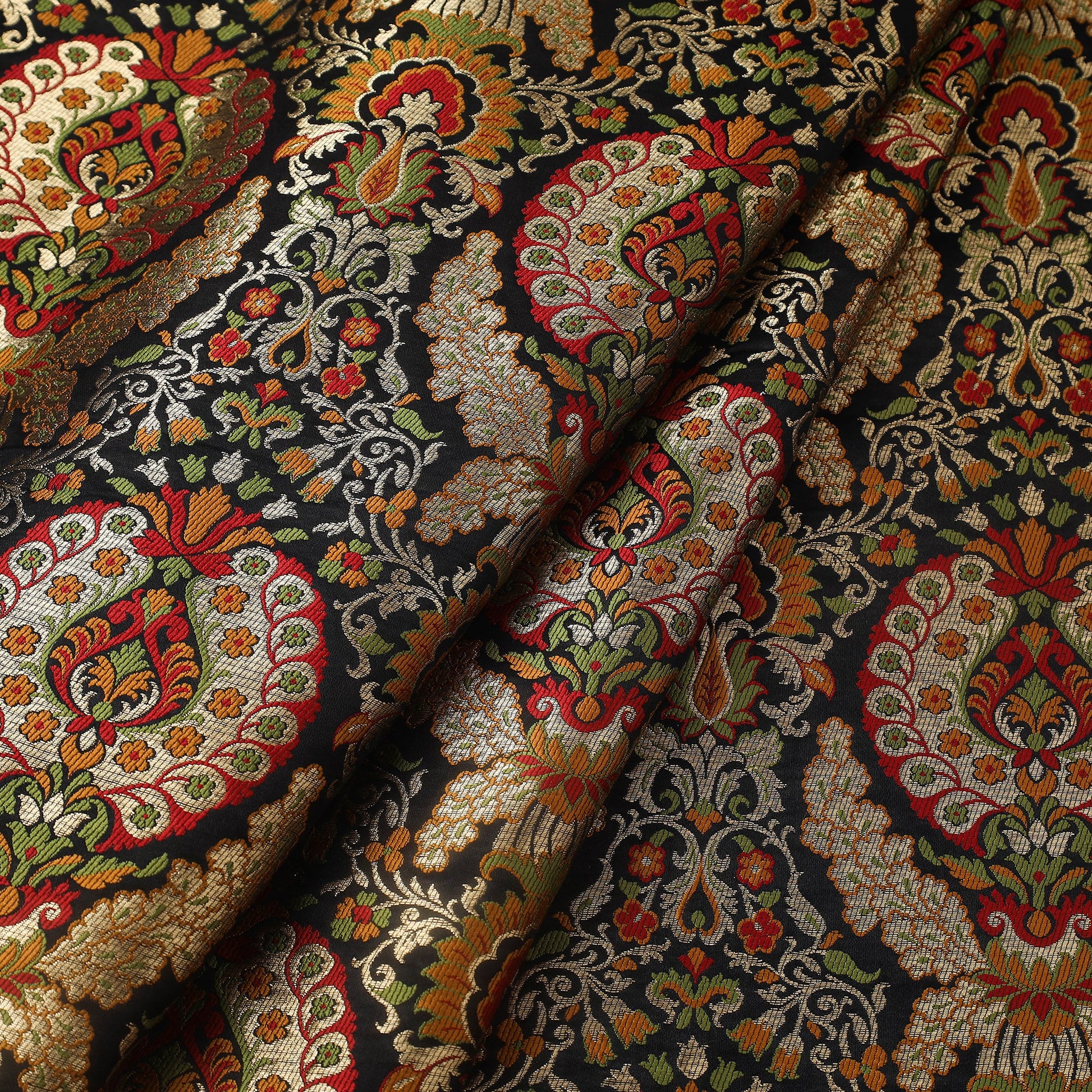 Black - Kimkhab Silk Zari Banarasi Brocade Fabric 13