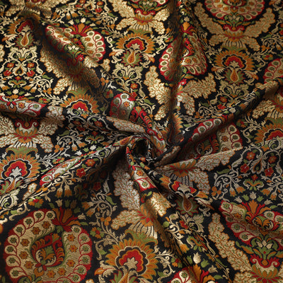 Black - Kimkhab Silk Zari Banarasi Brocade Fabric 13