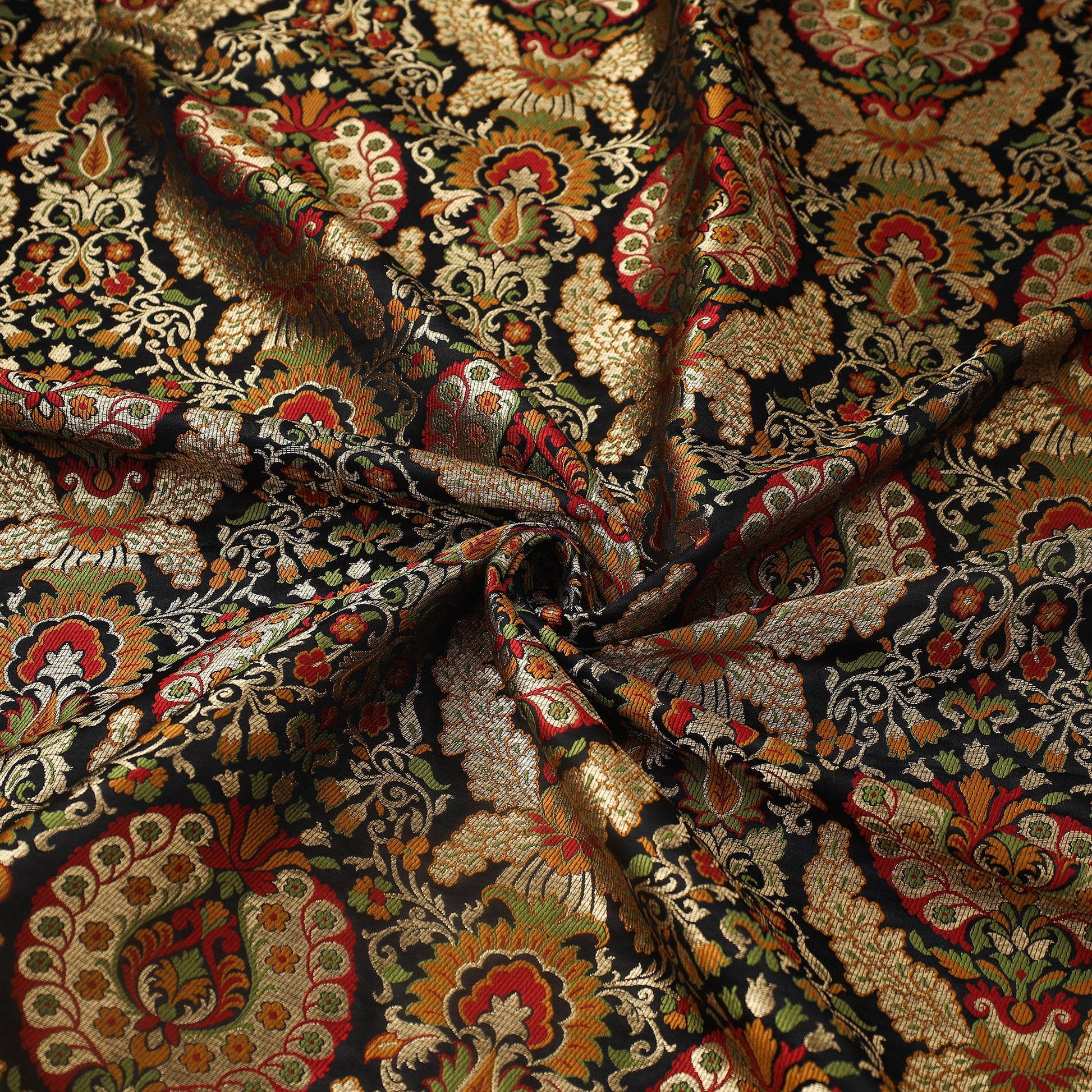 Black - Kimkhab Silk Zari Banarasi Brocade Fabric 13