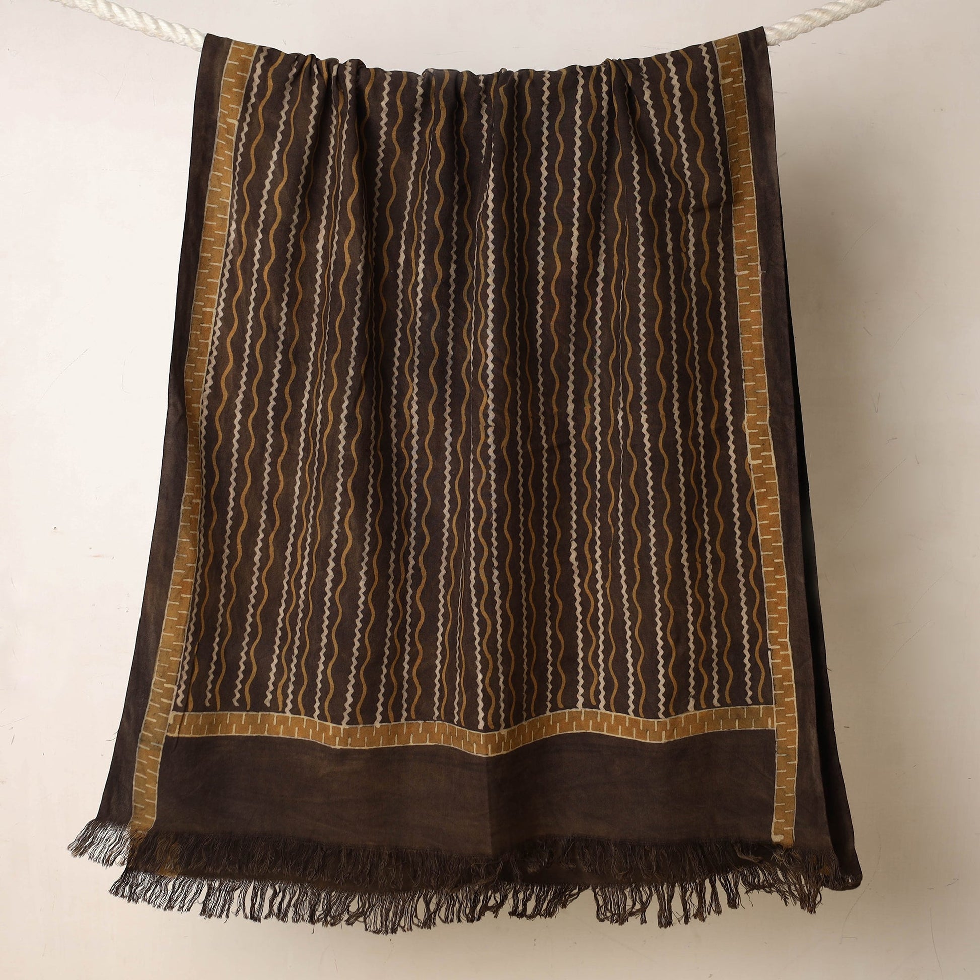 Brown - Akola Block Printed Pure Handloom Cotton Towel