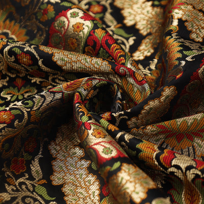 Black - Kimkhab Silk Zari Banarasi Brocade Fabric 13