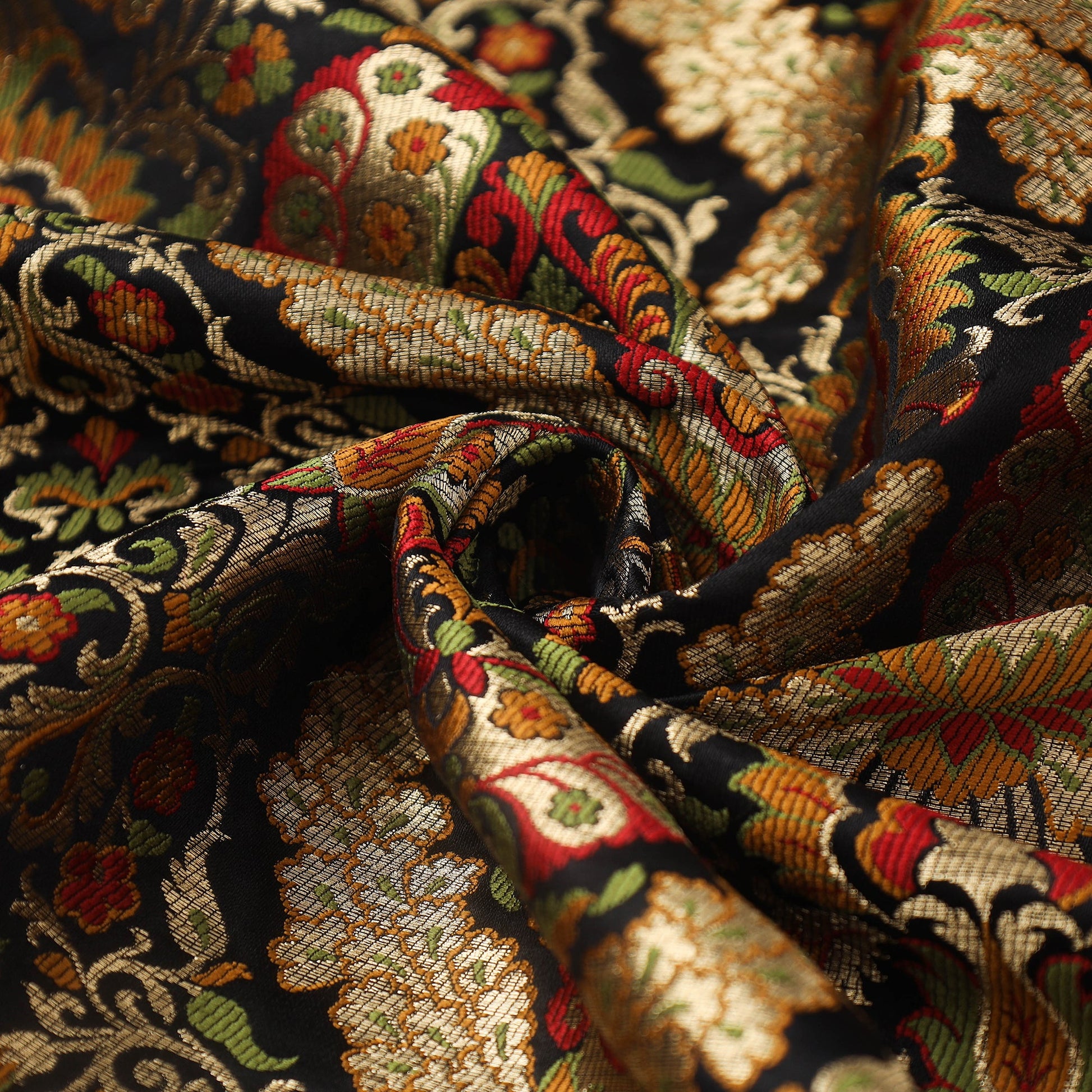 Black - Kimkhab Silk Zari Banarasi Brocade Fabric 13
