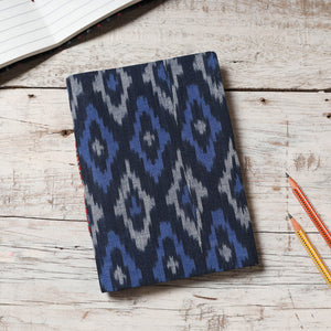 Black - Ikat Fabric Cover Handmade Paper Notebook (7 x 5 in)