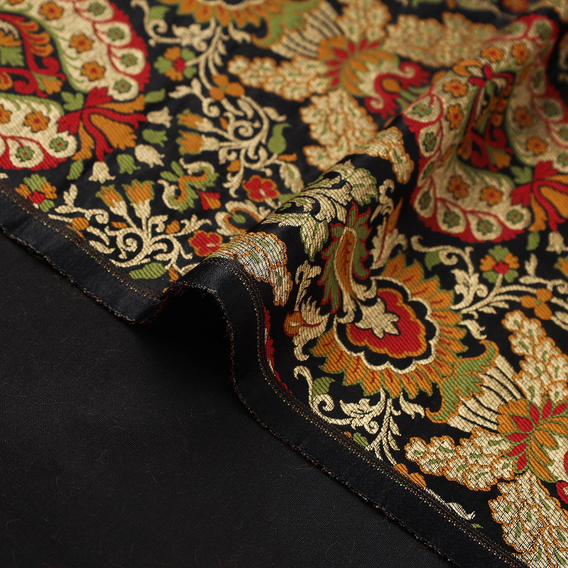 Black - Kimkhab Silk Zari Banarasi Brocade Fabric 13