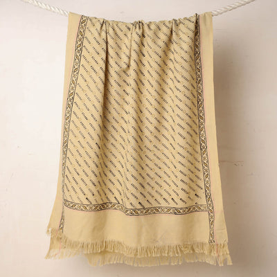 Beige - Akola Block Printed Pure Handloom Cotton Towel