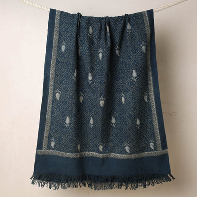 Blue - Akola Block Printed Pure Handloom Cotton Towel