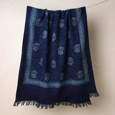 Blue - Akola Block Printed Pure Handloom Cotton Towel