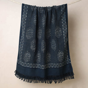 Blue - Akola Block Printed Pure Handloom Cotton Towel