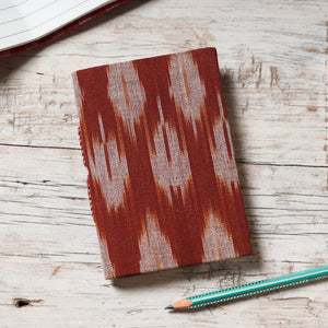 Brown - Ikat Fabric Cover Handmade Paper Notebook (5 x 3.5 in)