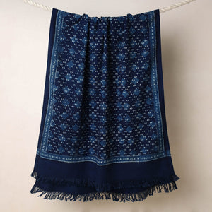 Blue - Akola Block Printed Pure Handloom Cotton Towel