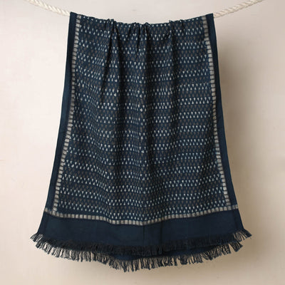 Blue - Akola Block Printed Pure Handloom Cotton Towel