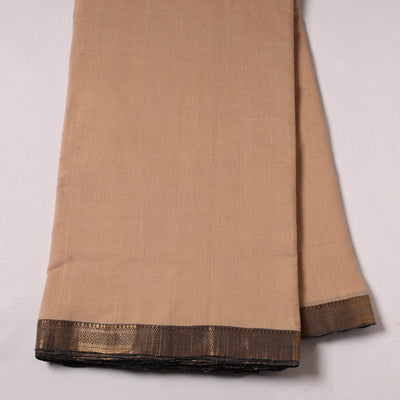 Beige - Mangalagiri Handloom Cotton Zari Border Fabric