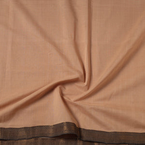 Beige - Mangalagiri Handloom Cotton Zari Border Fabric