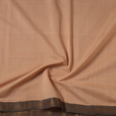 Beige - Mangalagiri Handloom Cotton Zari Border Fabric