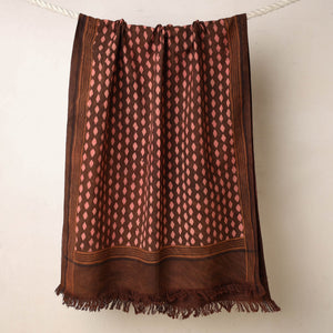 Brown - Akola Block Printed Pure Handloom Cotton Towel