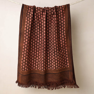 Brown - Akola Block Printed Pure Handloom Cotton Towel