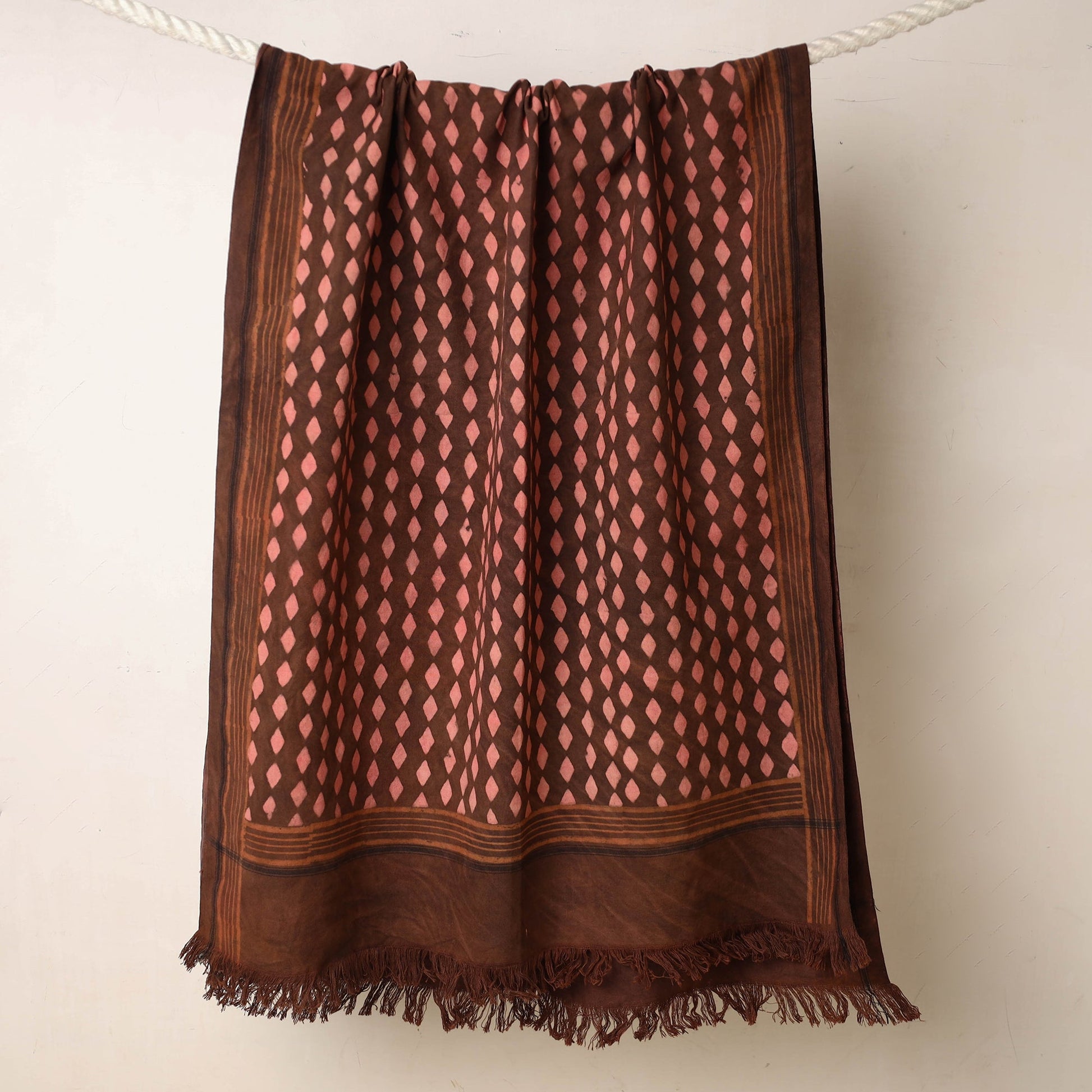 Brown - Akola Block Printed Pure Handloom Cotton Towel
